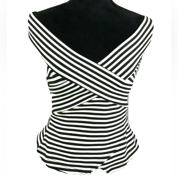 Dream House Tops - Dream House Top Off Shoulder Black White Stripe Size 8